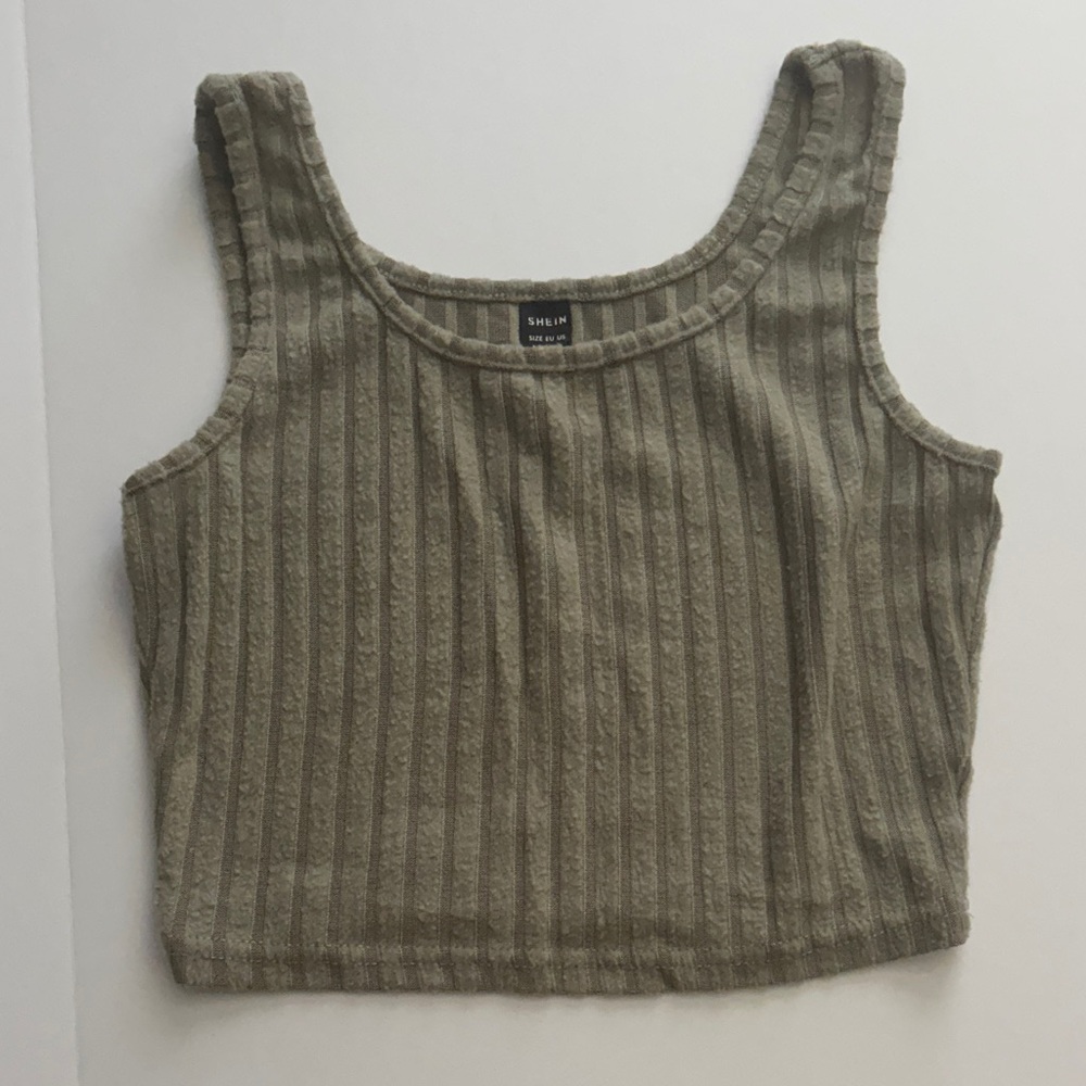 SHEIN Khaki Ribbed Tank Top
